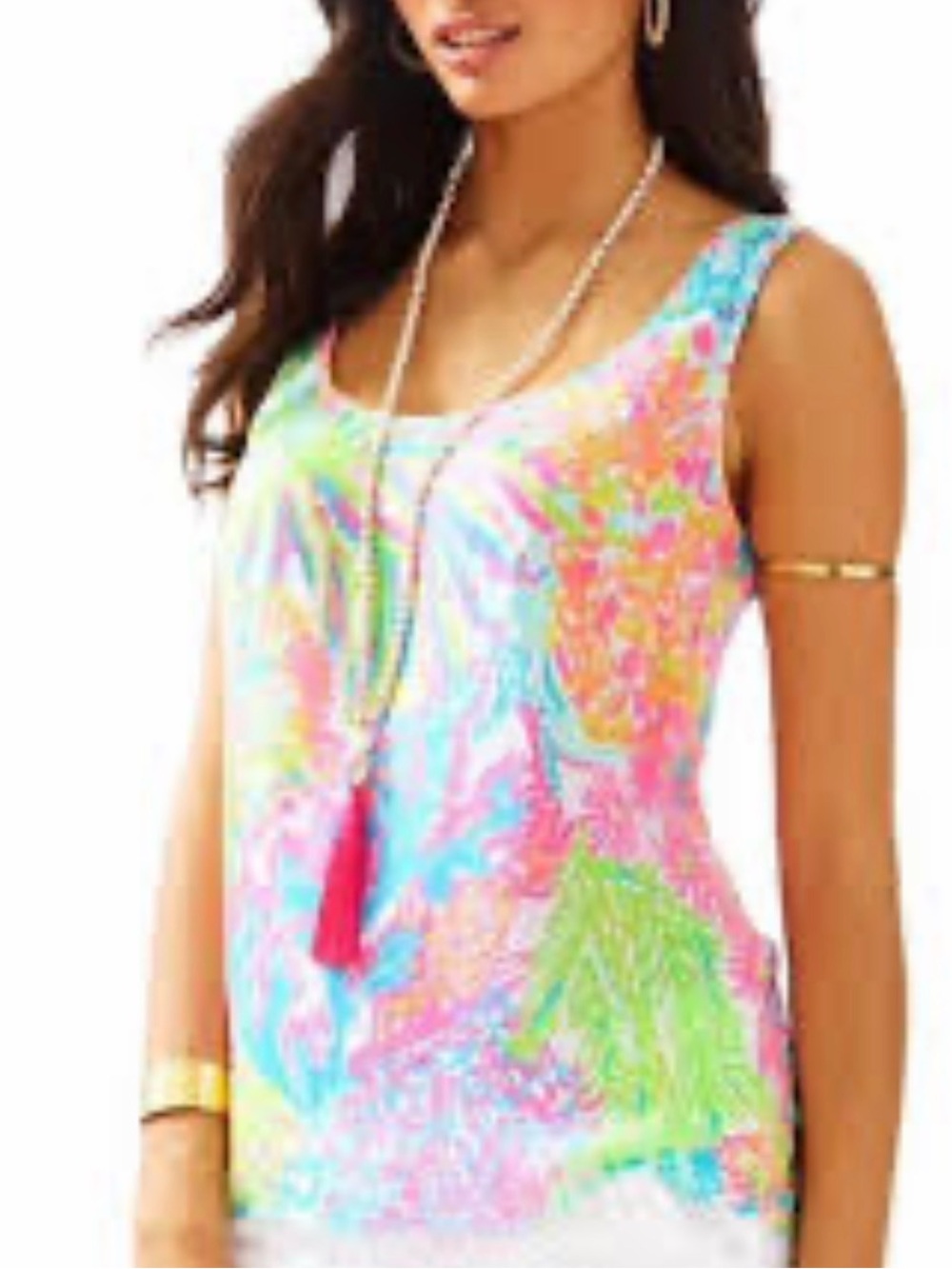 Lilly Pulitzer silk cosmos tank NWT XS LOVERS CORAL